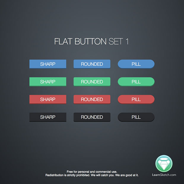 Flat Button Set for Sketch 3